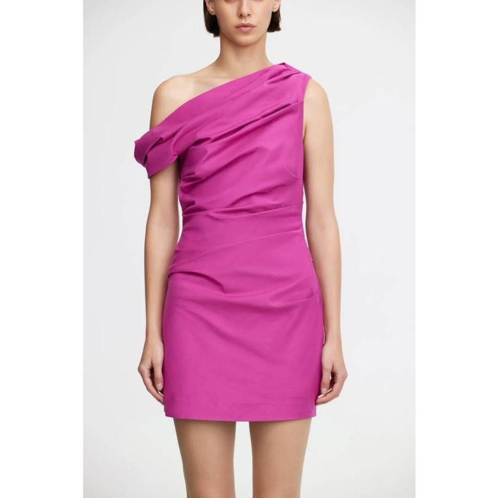 Acler Bepton Mini Dress in Electric Plum Pink 2 NEW Cocktail Luxe Wedding Guest